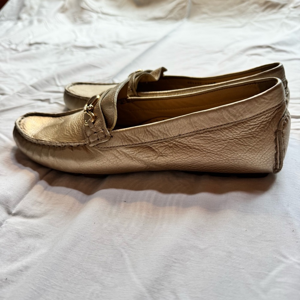 Cole Haan Metallic Gold Loafers - Picture 3 of 7